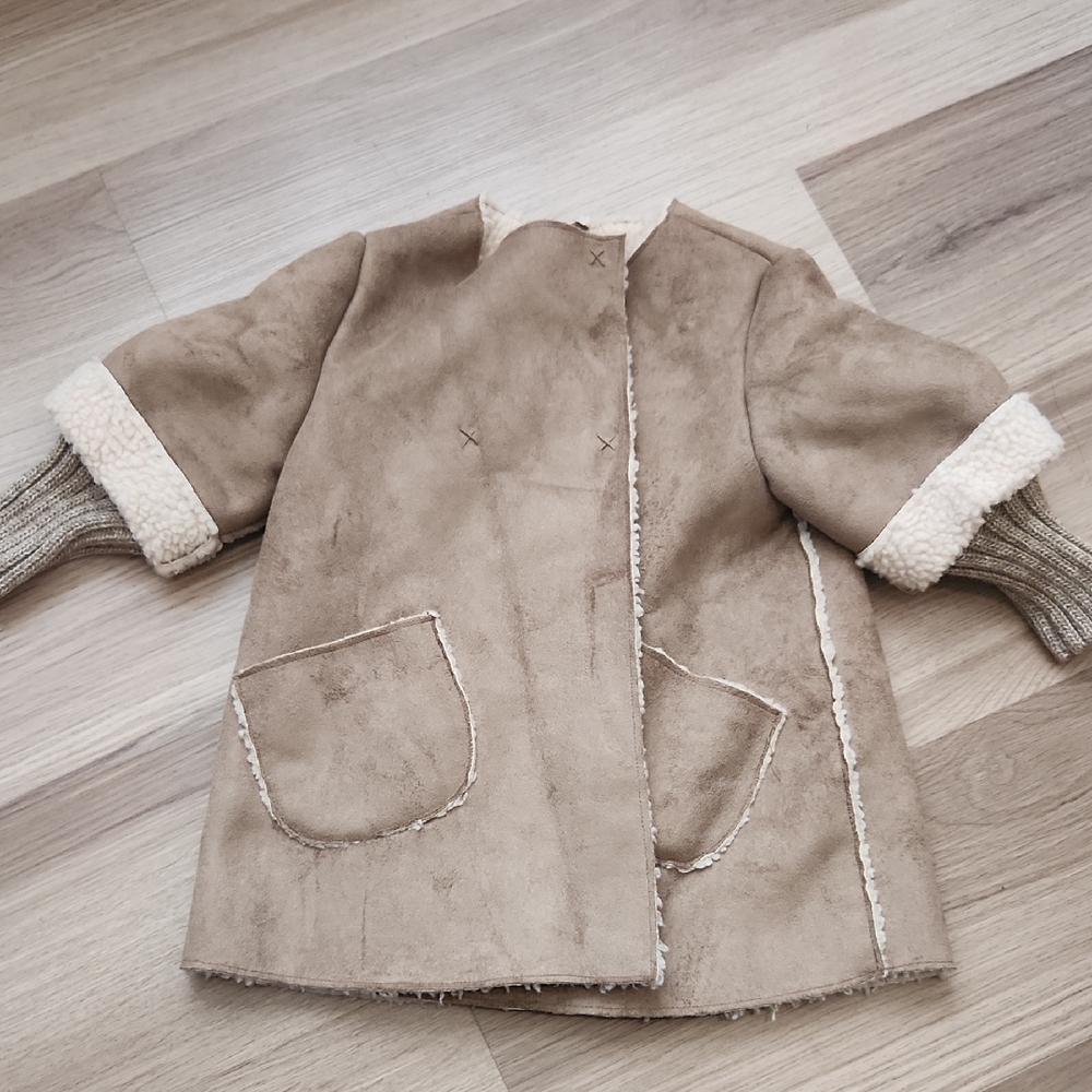 Zara Baby Cream Leatger And Shearling Jacket
